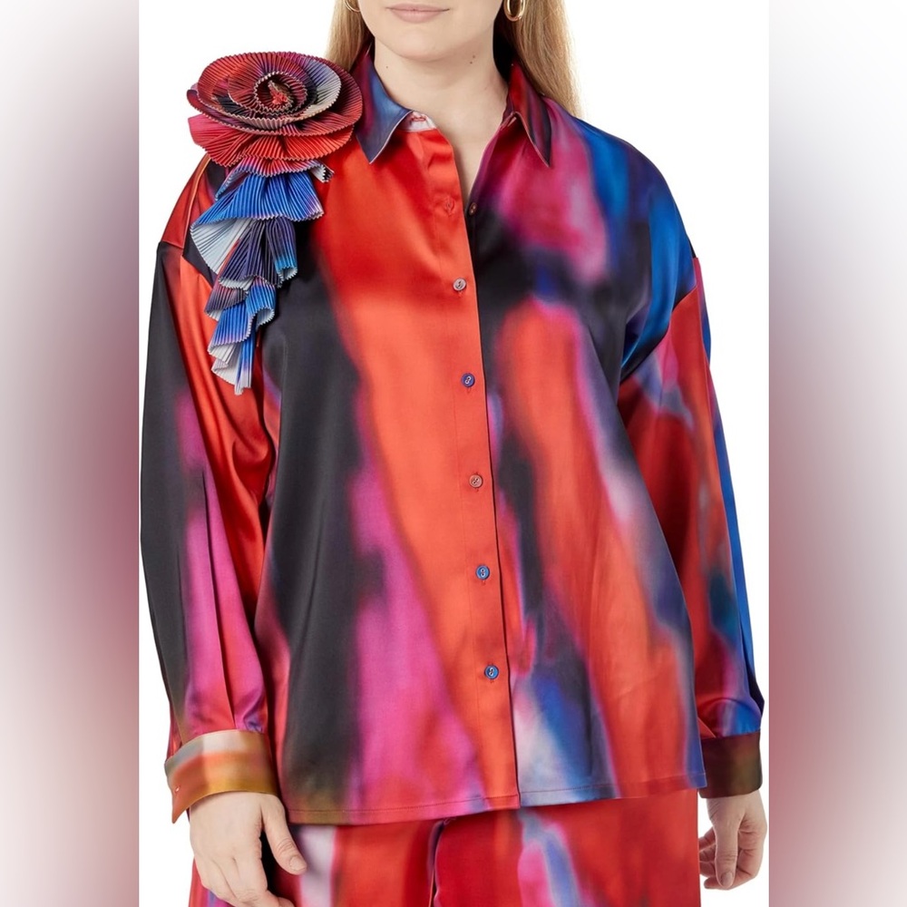 @itsjuliettefox Red MultiPrint Corsage Blouse 3X Women’s
